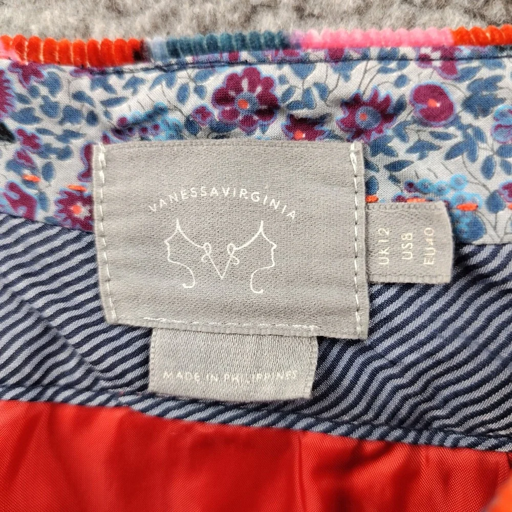 Anthropologie Vanessa Virginia Painterly Corduroy Pencil Skirt sz 8